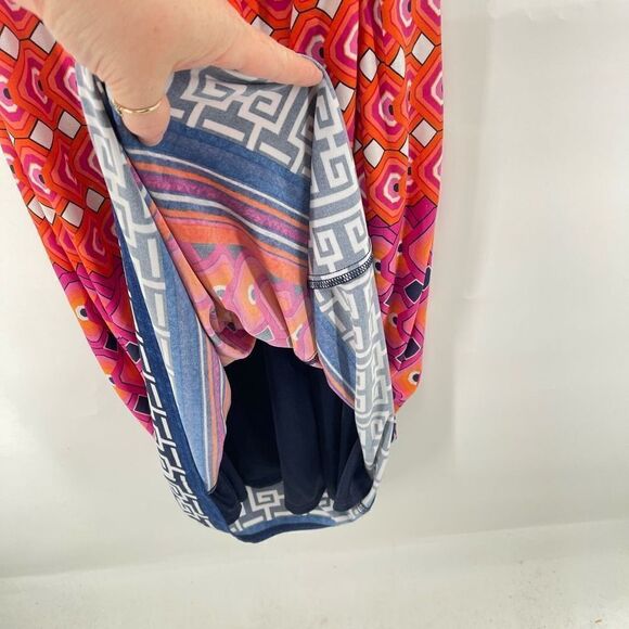 Laundry by Shelli Segal Womens Midi Dress Geometric V Neck Stretch Multicolor 8 - Picture 7 of 13